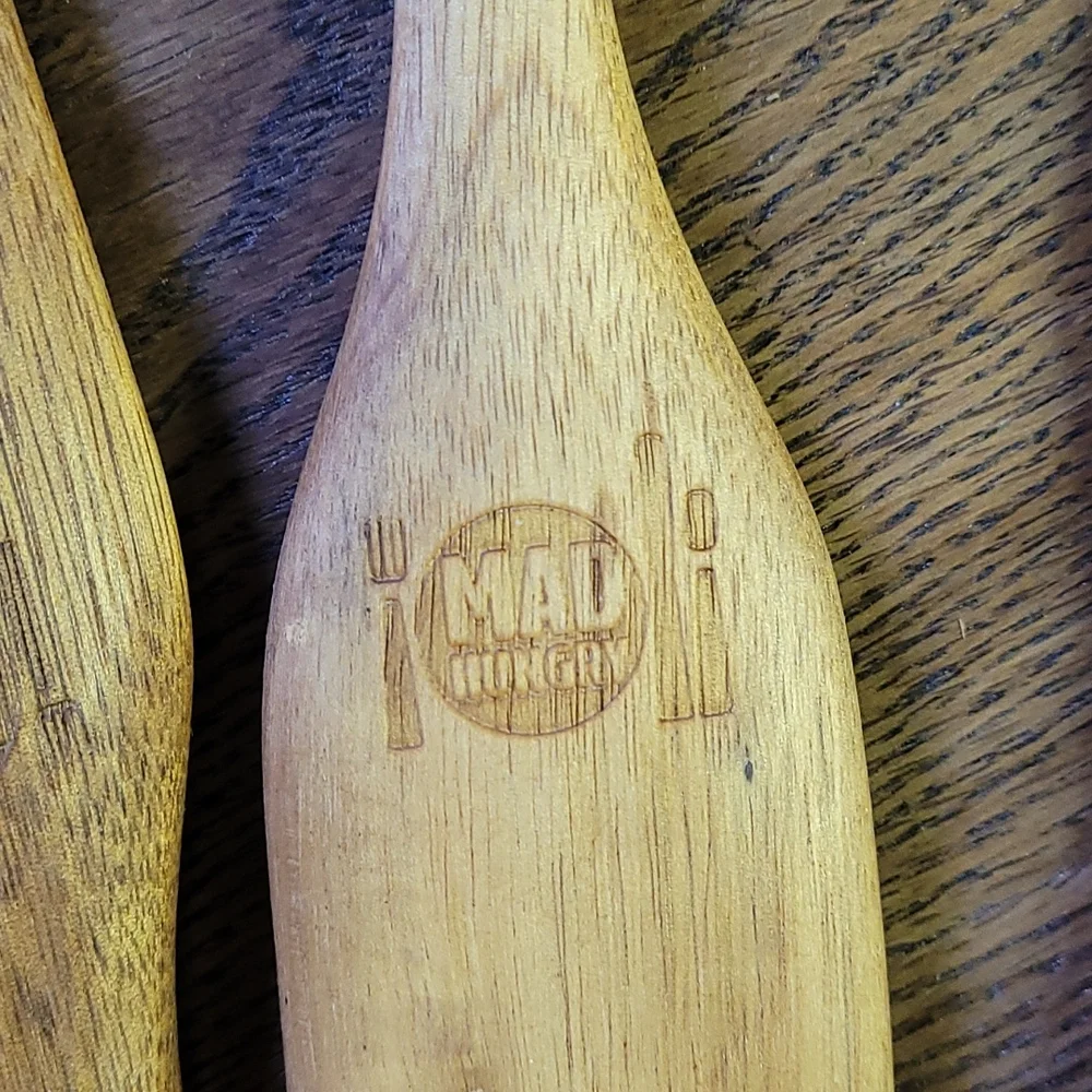 Set of 3 Teak Mad Hungry Kitchen Utensils - Picture 2 of 3